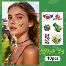 Load image into Gallery viewer, 10sheets Rainbow Waterproof Football Fest Temporary Tattoos Soccer Goal Win Facial Stickers Football Sports Fans Face Tattoo Party Sticker
