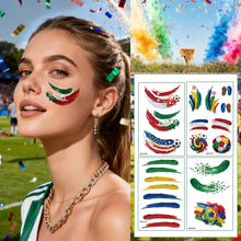 Load image into Gallery viewer, 10sheets Rainbow Waterproof Football Fest Temporary Tattoos Soccer Goal Win Facial Stickers Football Sports Fans Face Tattoo Party Sticker
