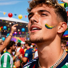 Load image into Gallery viewer, 10sheets Rainbow Waterproof Football Fest Temporary Tattoos Soccer Goal Win Facial Stickers Football Sports Fans Face Tattoo Party Sticker
