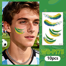 Load image into Gallery viewer, 10sheets Rainbow Waterproof Football Fest Temporary Tattoos Soccer Goal Win Facial Stickers Football Sports Fans Face Tattoo Party Sticker
