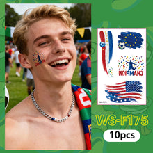 Load image into Gallery viewer, 10sheets Rainbow Waterproof Football Fest Temporary Tattoos Soccer Goal Win Facial Stickers Football Sports Fans Face Tattoo Party Sticker
