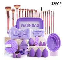Load image into Gallery viewer, 33/40/42Pcs Makeup Brushes and Sponges Set Brown Makeup Puff Beauty Egg Headband Wristband Remover Kit Makeup Tool Gift

