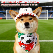 Load image into Gallery viewer, Football Print Dog Triangle Scarf Cap Set Pet Bib for Small Medium Large Dogs Sports Pet Accessory for Puppy Cat Daily Wear &amp; Game Day
