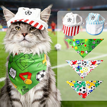 Load image into Gallery viewer, Football Print Dog Triangle Scarf Cap Set Pet Bib for Small Medium Large Dogs Sports Pet Accessory for Puppy Cat Daily Wear &amp; Game Day
