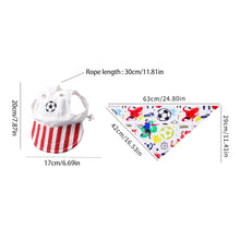 Load image into Gallery viewer, Football Print Dog Triangle Scarf Cap Set Pet Bib for Small Medium Large Dogs Sports Pet Accessory for Puppy Cat Daily Wear &amp; Game Day
