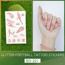 Load image into Gallery viewer, Glitter Temporary Tattoo Stickers Football Soccer Ball Bling-Bling Face Stickers for Soccer Fans Parties Football Sports Sticker
