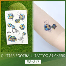 Load image into Gallery viewer, Glitter Temporary Tattoo Stickers Football Soccer Ball Bling-Bling Face Stickers for Soccer Fans Parties Football Sports Sticker
