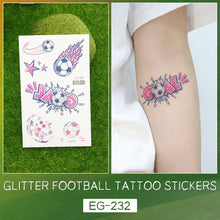 Load image into Gallery viewer, Glitter Temporary Tattoo Stickers Football Soccer Ball Bling-Bling Face Stickers for Soccer Fans Parties Football Sports Sticker
