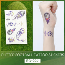 Load image into Gallery viewer, Glitter Temporary Tattoo Stickers Football Soccer Ball Bling-Bling Face Stickers for Soccer Fans Parties Football Sports Sticker
