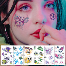 Load image into Gallery viewer, Glitter Temporary Tattoo Stickers Football Soccer Ball Bling-Bling Face Stickers for Soccer Fans Parties Football Sports Sticker
