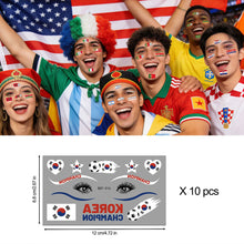 Load image into Gallery viewer, Football Game National Flag Facial Tattoo Stickers Soccer Sports Competition Party Temporary Tattoos for Men Women Face Stickers
