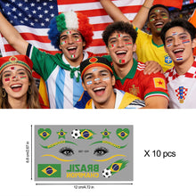 Load image into Gallery viewer, Football Game National Flag Facial Tattoo Stickers Soccer Sports Competition Party Temporary Tattoos for Men Women Face Stickers
