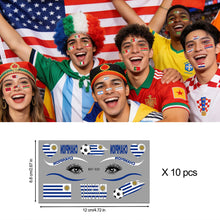 Load image into Gallery viewer, Football Game National Flag Facial Tattoo Stickers Soccer Sports Competition Party Temporary Tattoos for Men Women Face Stickers
