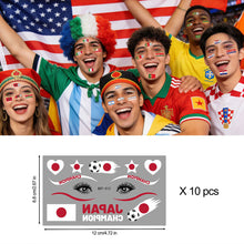 Load image into Gallery viewer, Football Game National Flag Facial Tattoo Stickers Soccer Sports Competition Party Temporary Tattoos for Men Women Face Stickers
