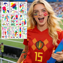 Load image into Gallery viewer, 9 Sheets/bag Temporary Painted Graffiti Facial Tattoos Sticker Football Soccer Temporary Tattoos Waterproof Tattoo Sticker
