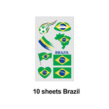 Load image into Gallery viewer, 10 Sheets Flag Disposable Temporary Tattoo Stickers Football Waterproof Lip &amp; Face Tattoo Stickers Suitable for Adults Children
