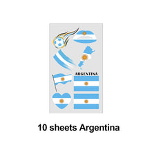 Load image into Gallery viewer, 10 Sheets Flag Disposable Temporary Tattoo Stickers Football Waterproof Lip &amp; Face Tattoo Stickers Suitable for Adults Children

