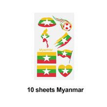 Load image into Gallery viewer, 10 Sheets Flag Disposable Temporary Tattoo Stickers Football Waterproof Lip &amp; Face Tattoo Stickers Suitable for Adults Children
