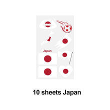 Load image into Gallery viewer, 10 Sheets Flag Disposable Temporary Tattoo Stickers Football Waterproof Lip &amp; Face Tattoo Stickers Suitable for Adults Children
