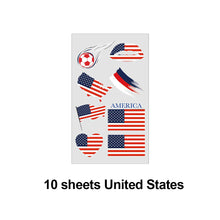 Load image into Gallery viewer, 10 Sheets Flag Disposable Temporary Tattoo Stickers Football Waterproof Lip &amp; Face Tattoo Stickers Suitable for Adults Children
