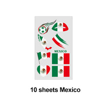 Load image into Gallery viewer, 10 Sheets Flag Disposable Temporary Tattoo Stickers Football Waterproof Lip &amp; Face Tattoo Stickers Suitable for Adults Children
