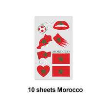Load image into Gallery viewer, 10 Sheets Flag Disposable Temporary Tattoo Stickers Football Waterproof Lip &amp; Face Tattoo Stickers Suitable for Adults Children
