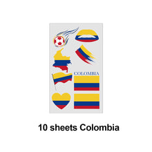 Load image into Gallery viewer, 10 Sheets Flag Disposable Temporary Tattoo Stickers Football Waterproof Lip &amp; Face Tattoo Stickers Suitable for Adults Children
