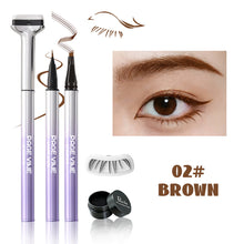 Load image into Gallery viewer, 3 in 1 Lower Eyelash Stamp Set Waterproof Eyebrow Seal Tool Eyeliner Pen Easy To Use Quick Dry 0.01mm Tip Lower Lash Stamp Pen
