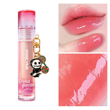 Load image into Gallery viewer, Crystal Lip Oil Hydrating Lip Oil Long-lasting Moisturizing Shimmering Mirror Liquid Water Lip Glaze with Cute Charm Keychain

