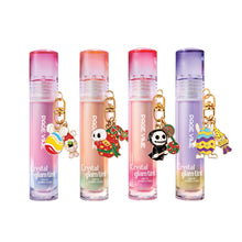Load image into Gallery viewer, Crystal Lip Oil Hydrating Lip Oil Long-lasting Moisturizing Shimmering Mirror Liquid Water Lip Glaze with Cute Charm Keychain
