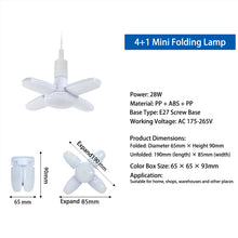 Load image into Gallery viewer, E27 Foldable Fan Bulb LED Fan Light Bright Garage Ceiling Lamp For Home Warehouse Basement Lighting
