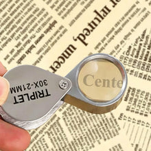Load image into Gallery viewer, 10-30X Foldable Metal Magnifying Glass Portable Pocket Loupe Multi-purpose Jewelry Antique Reading Magnifier
