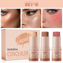Load image into Gallery viewer, 3pcs/set Contour Sticks Highlighter Stick Blush Stick Cream Contour Including Contour Brush Creates Facial Contours Makeup Cosmetic

