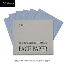 Load image into Gallery viewer, 100Pcs Facial Oil-Blotting Paper with Mirror &amp; Puff for Makeup Setting Portable Oil-Control Oil-absorbing Wood Pulp Paper
