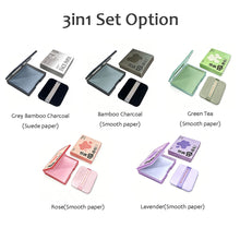 Load image into Gallery viewer, 100Pcs Facial Oil-Blotting Paper with Mirror &amp; Puff for Makeup Setting Portable Oil-Control Oil-absorbing Wood Pulp Paper
