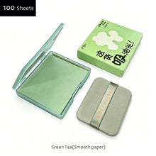 Load image into Gallery viewer, 100Pcs Facial Oil-Blotting Paper with Mirror &amp; Puff for Makeup Setting Portable Oil-Control Oil-absorbing Wood Pulp Paper
