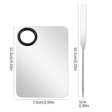 Load image into Gallery viewer, Stainless Steel Foundation Mixing Palette Set with Spatula Foundation Spreader Tool Easy-Clean Cosmetic Tray for Liquid Foundation &amp; Cream
