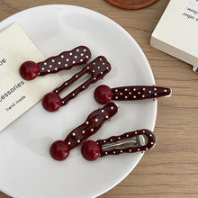 Load image into Gallery viewer, Retro Red Polka Hair Clips Dot Bangs Clips Minimalist Broken Hair Duckbill Clips Temperament Hair Ornaments
