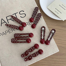 Load image into Gallery viewer, Retro Red Polka Hair Clips Dot Bangs Clips Minimalist Broken Hair Duckbill Clips Temperament Hair Ornaments
