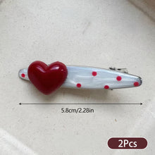 Load image into Gallery viewer, 2Pcs Red Cute Sweet Heart Korean Style Polka Hair Clips Duckbill Hair Clips Fashion Daily Hair Decor Accessories
