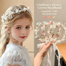Load image into Gallery viewer, Kids Princess Headband Imitation Pearl Flower Wreath Headband Sweet Floral Bracelet Party Decor Accessory
