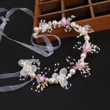 Load image into Gallery viewer, Kids Princess Headband Imitation Pearl Flower Wreath Headband Sweet Floral Bracelet Party Decor Accessory
