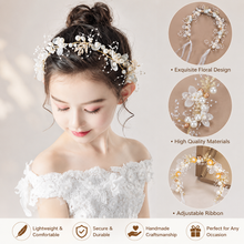 Load image into Gallery viewer, Kids Princess Headband Imitation Pearl Flower Wreath Headband Sweet Floral Bracelet Party Decor Accessory
