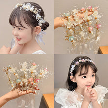 Load image into Gallery viewer, Kids Princess Headband Imitation Pearl Flower Wreath Headband Sweet Floral Bracelet Party Decor Accessory
