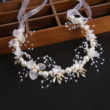 Load image into Gallery viewer, Kids Princess Headband Imitation Pearl Flower Wreath Headband Sweet Floral Bracelet Party Decor Accessory
