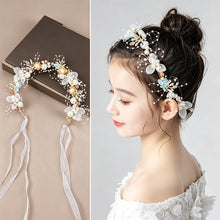 Load image into Gallery viewer, Kids Princess Headband Imitation Pearl Flower Wreath Headband Sweet Floral Bracelet Party Decor Accessory

