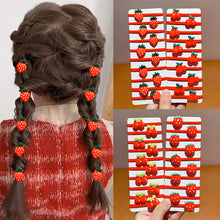 Load image into Gallery viewer, 10Pcs Red Strawberry Elastic Hair Band Lovely Kids Styling Hair Accessories Cherry Heart Star Daily Headwear
