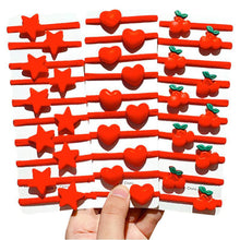Load image into Gallery viewer, 10Pcs Red Strawberry Elastic Hair Band Lovely Kids Styling Hair Accessories Cherry Heart Star Daily Headwear

