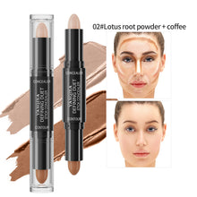 Load image into Gallery viewer, Double-Ended Highlight Shadow Cream Contour Stick Waterproof Full Coverage Concealer Natural Contour Cream Makeup Cosmetic
