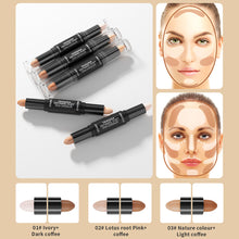 Load image into Gallery viewer, Double-Ended Highlight Shadow Cream Contour Stick Waterproof Full Coverage Concealer Natural Contour Cream Makeup Cosmetic
